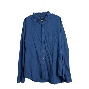 J.Crew Mens Linen Cotton Shirt Button Down Distressed Gorpcore Utility XL Blue